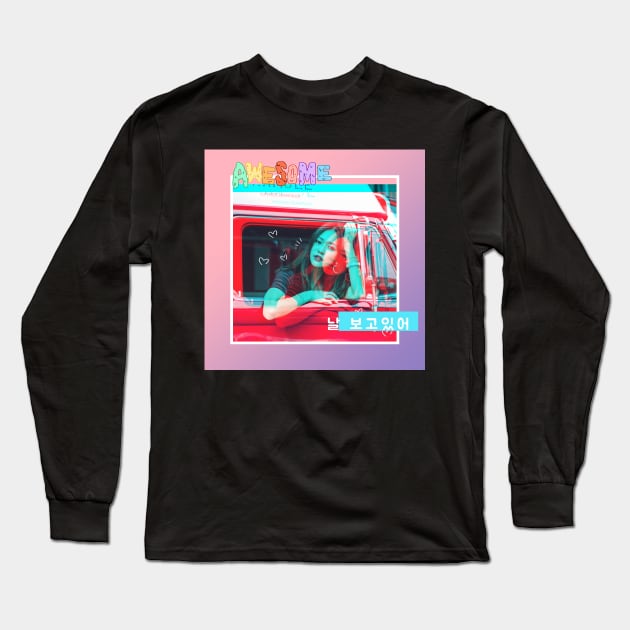 A Korean girl saying "You are looking at me" Long Sleeve T-Shirt by BTSKingdom